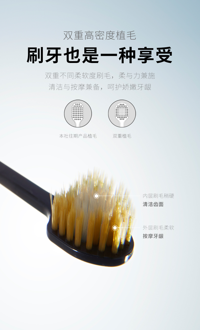 网评最好用的牙刷 日本原产 惠百施 41孔宽头双层软毛牙刷 4支装 图4