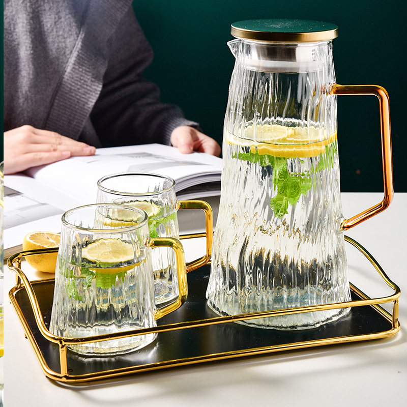 Nordic Wind Glass Kettle Gift Box Set High Temperature Resistant Large Capacity Water Bottle Cold Water Jug Home Cool Water Cup Suit