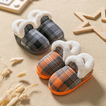 Childrens cotton slippers autumn and winter boys and girls thick cotton shoes baby home warm children non-slip indoor bag heels