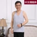 Áo sơ mi cotton trung niên cotton mùa hè nam rộng thấm mồ hôi thấm nước cotton trắng cổ tròn tay ngắn bố - Áo vest Áo vest