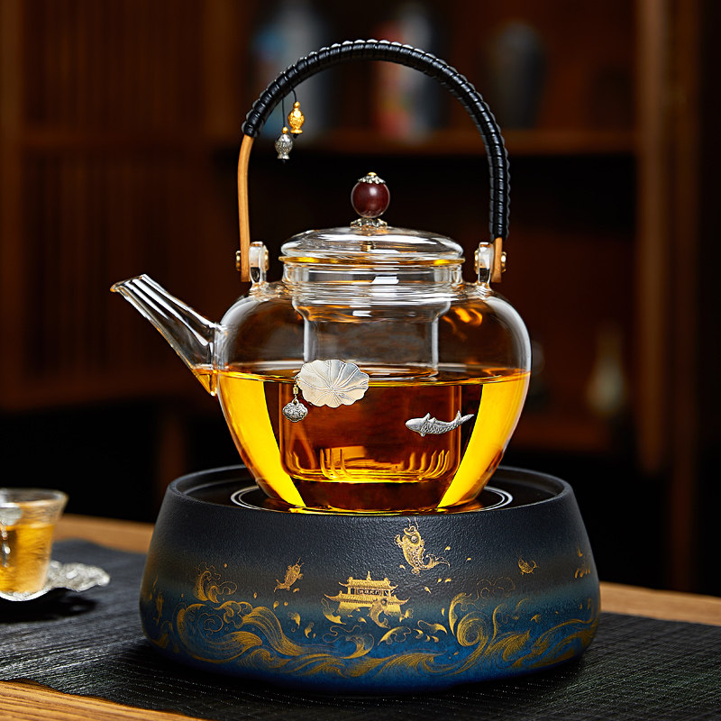 Steaming teapot glass pure handmade teapot electric pottery stove tea maker tea set household large capacity kettle