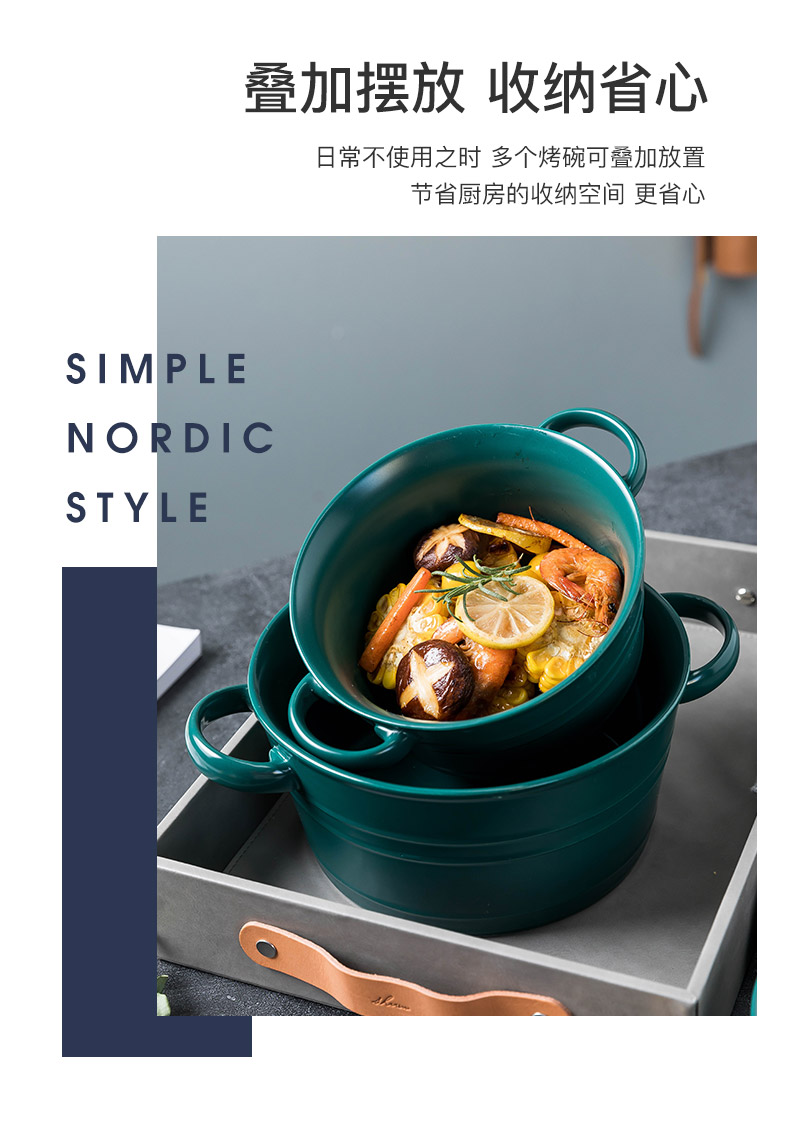 Creative household large ears ceramic bowl soup can pull a single light exquisite key-2 luxury Nordic tableware move ins rainbow such use