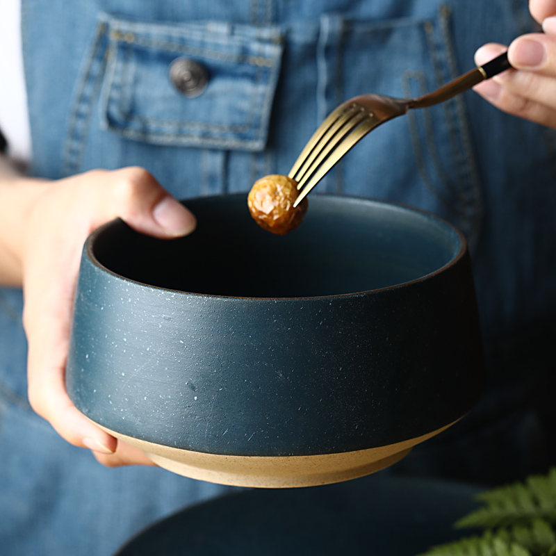 Restoring ancient ways round plate Japanese dishes Nordic suit combination dishes household creative ceramic tableware salad dinner plate