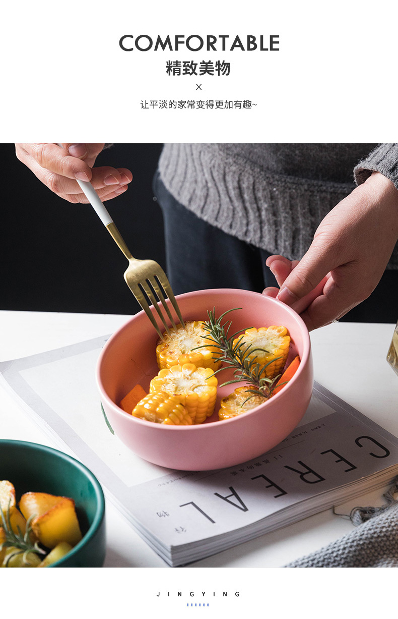 Web celebrity northern wind household ceramic bowl of noodles for breakfast rainbow such as bowl with the handle large baking bowl of tableware individual creative move