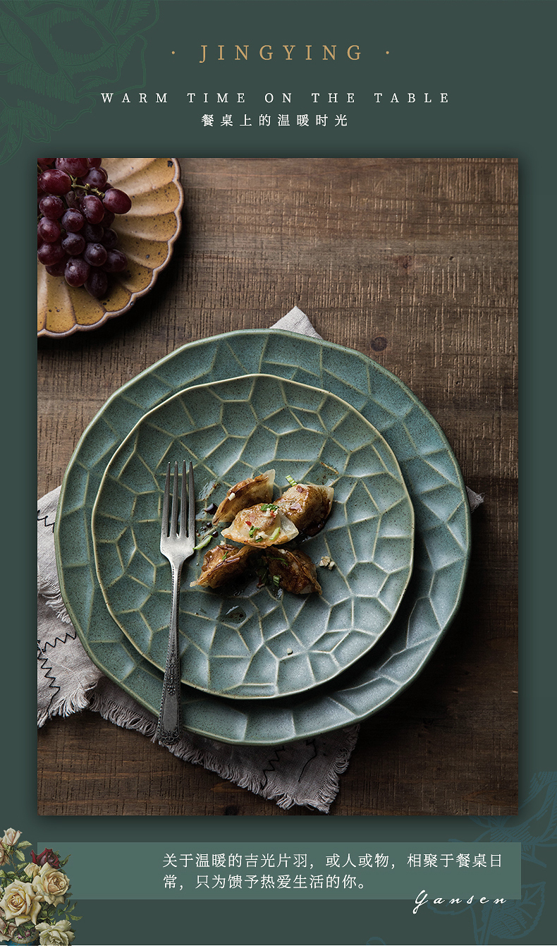 Jing ying, creative dish special dish of household ceramic disc stone plate heat resistant brick restoring ancient ways western food steak plate