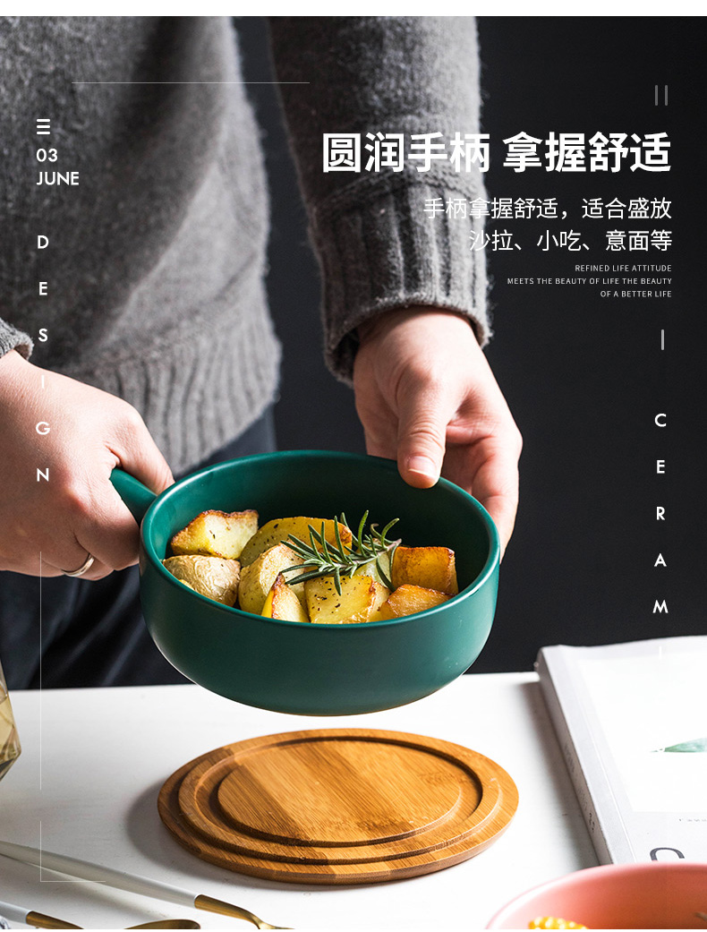 Web celebrity northern wind household ceramic bowl of noodles for breakfast rainbow such as bowl with the handle large baking bowl of tableware individual creative move