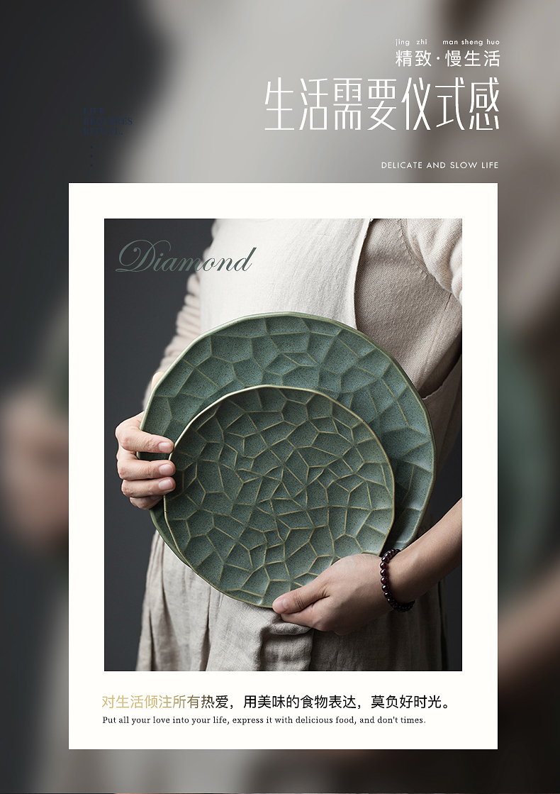 Jing ying, creative dish special dish of household ceramic disc stone plate heat resistant brick restoring ancient ways western food steak plate