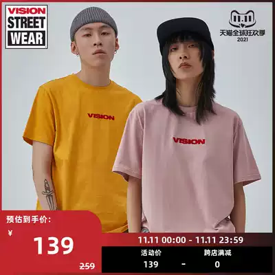 VISION STREET WEAR men and women with the same print loose trend short sleeve couple T-shirt