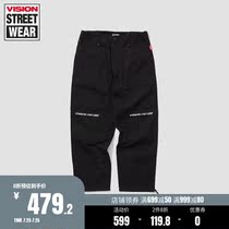 VISION STREET WEAR Men and women with the same functional multi-pocket LOGO needle embroidery design casual pants