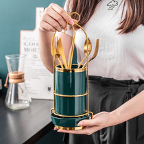 Nordic light luxury ceramic chopsticks tube household kitchen chopsticks tableware spoon storage box chopsticks cage drain shelf