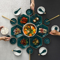 Set platter combination tableware dishes dish round table reunion tableware dish creative ins Wind household plate