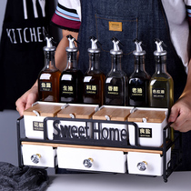 Kitchen supplies seasoning box creative storage rack household glass seasoning jar salt sugar seasoning jar set seasoning bottle