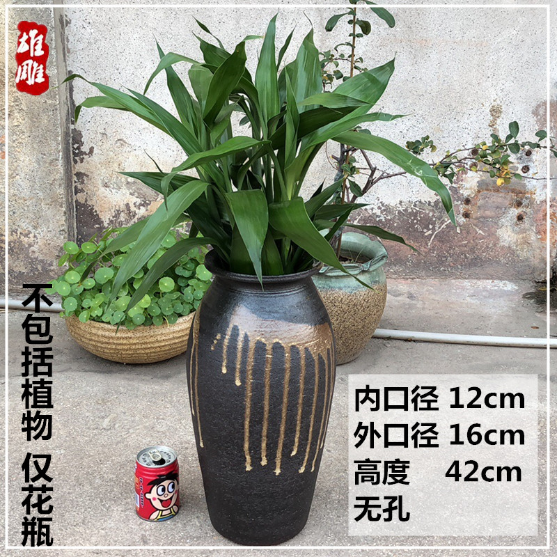 Bình tre phong phú phần cao nhà lớn phòng khách trang trí sàn không xốp thủy canh hoa gốm sắp xếp đất sét gốm thô - Vase / Bồn hoa & Kệ mua chậu trồng cây