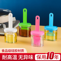 Integrated oil brush kitchen branded with high temperature resistant silica gel edible brush sauce Barbecue Oil Brush Press with bottle