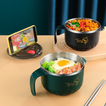304 stainless steel instant noodle bowl with lid large instant noodle bowl large capacity lunch box tableware can drain dormitory artifact