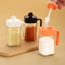 Glass seasoning bottle with cap oil brush with bottle pepper salt jar household seasoning box condiments bottle with spoon set
