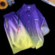 Ice Silk Color-Blocked Shirt Set for Men, Summer Outfit, Gradient Color Short-Sleeve Shirt and Shorts, Stylish Two-Piece Set