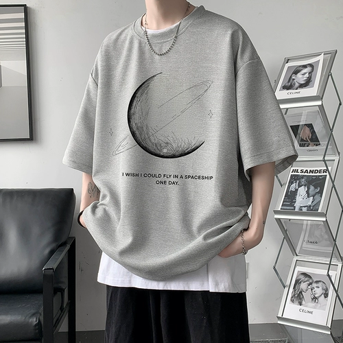 Синяя летняя футболка с коротким рукавом, сексуальная луна