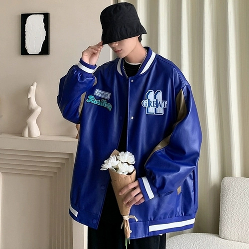 Синяя бейсбольная полиуретановая форма, куртка, демисезонный гоночный автомобиль, в американском стиле, дорожная версия