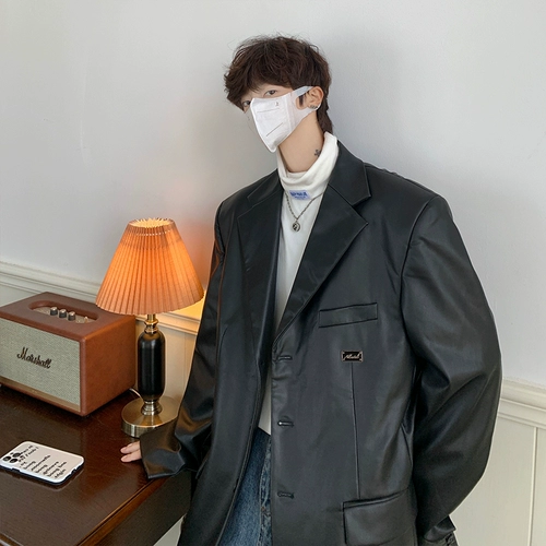 Черный мужской осенний костюм, куртка, изысканный стиль