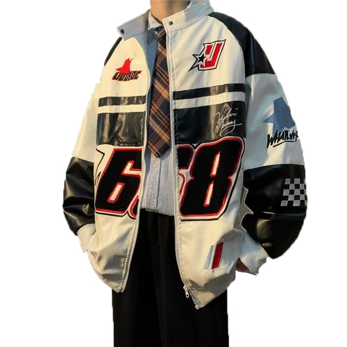 Ретро гоночный автомобиль, мужская куртка, бейсбольная осенняя форма, в американском стиле, с вышивкой