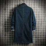 Джинсовая утепленная демисезонная куртка, средней длины, увеличенная толщина