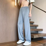 Шелковистые шелковые летние тонкие штаны, свободный прямой крой