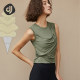 Focus sports vest green irregular slim slim blouse running sports top women's sleeveless quick-drying breathable