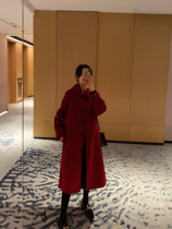 Anti-season clearance red double-sided cashmere coat women long waitmore Christmas Heben woolen coat