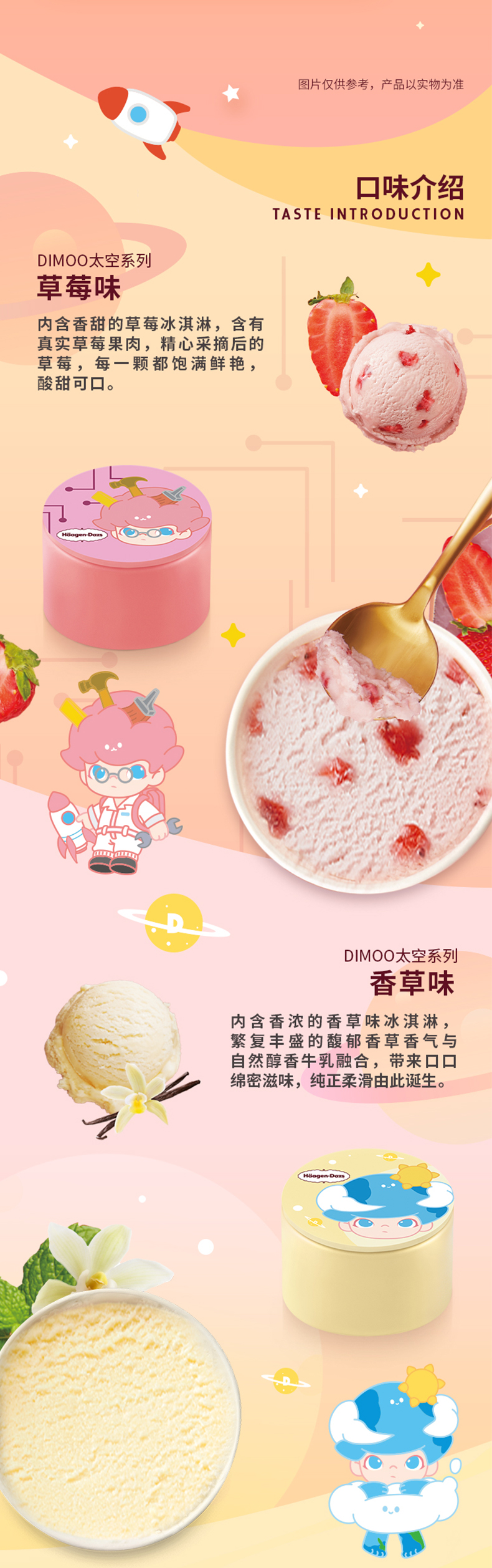 哈根达斯&泡泡玛特联名款 7枚冰淇淋月饼+DIMOO太空系列冰包1个 图2