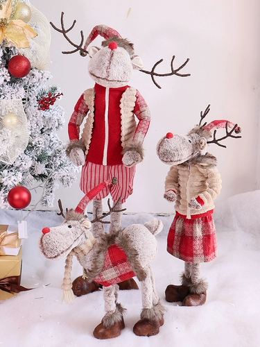 Купить товар Набор новогодних кукол, куклы на семью из трех человек, лось, снеговик, украшения Деда Мороза, новые украшения под елку