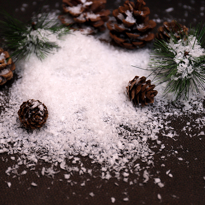 Simulated snow flakes artificial dry drift fake snow powder Christmas window decoration photography wedding photo