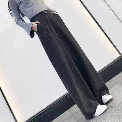 Tide brand autumn and winter New wear large size women's light mature fat sister slim women's pants casual high waist wide pants women