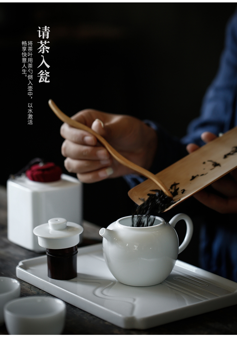 ShangYan white porcelain teapot small household single pot of tea exchanger with the ceramics filter pot of kung fu tea set hand grasp pot of contracted