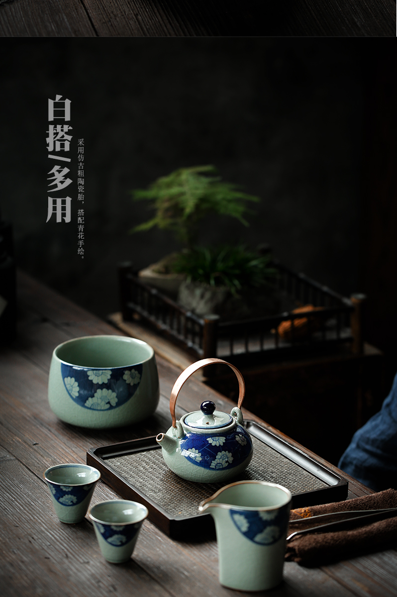 ShangYan vintage blue and white porcelain tea small dry wash in hot mercifully bucket ceramic tea accessories water jar cups to wash to the writing brush washer