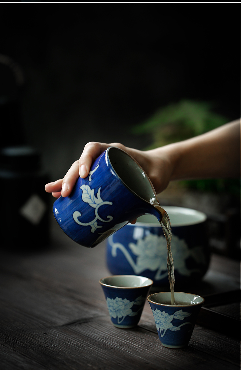 ShangYan hand - made of household ceramics fair keller of blue and white porcelain tea zero distribution of tea, antique fair cup cup)