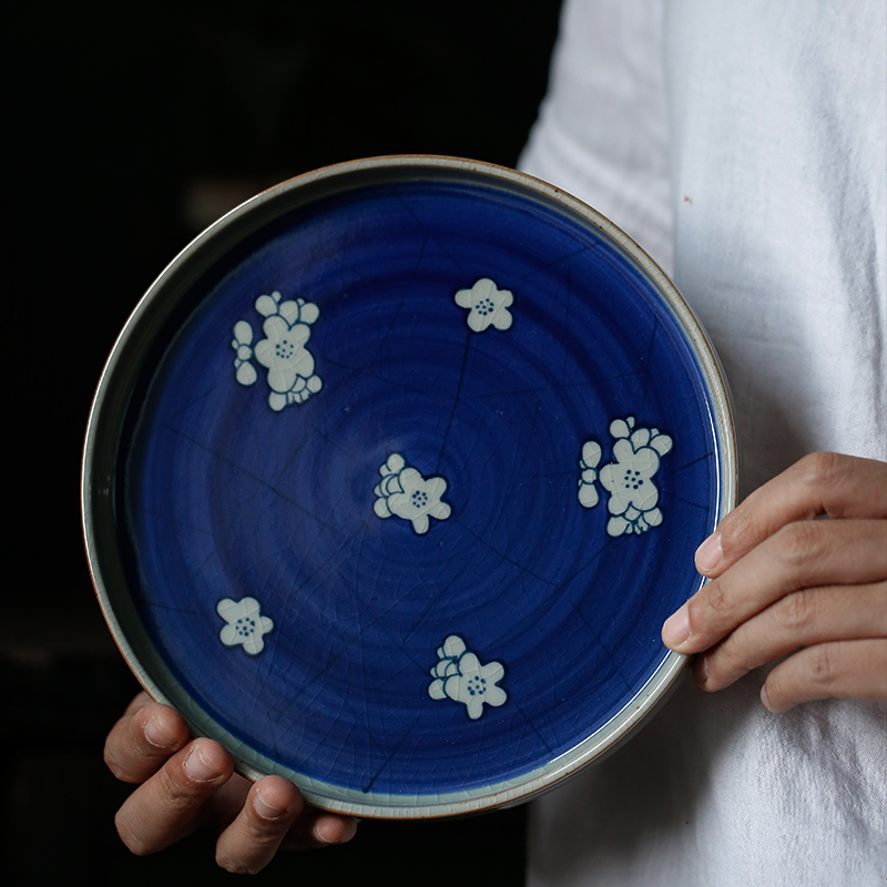 ShangYan hand - made dry tea set of blue and white porcelain ceramic bearing small tea table round saucer dish pot pot pad water dry terms