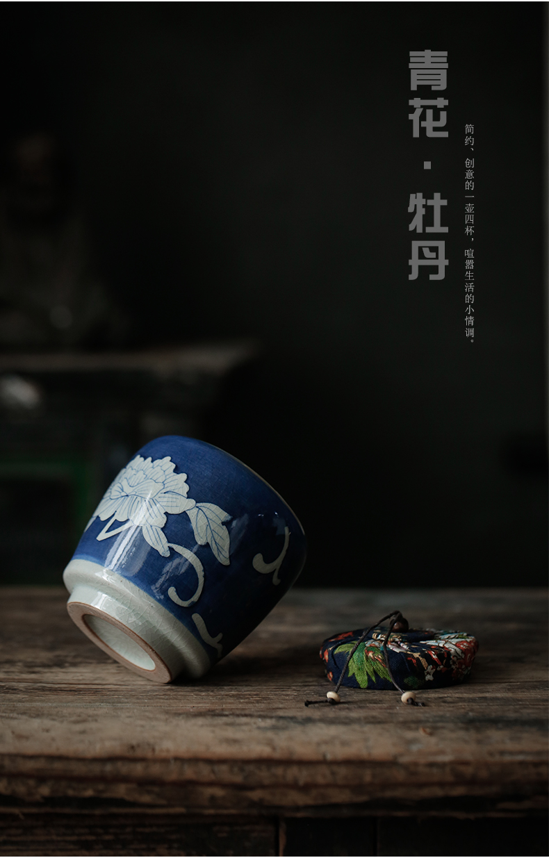 ShangYan ceramic tea pot small household tea sealed storage tank storage POTS blue - and - white hand - made archaize porcelain jar