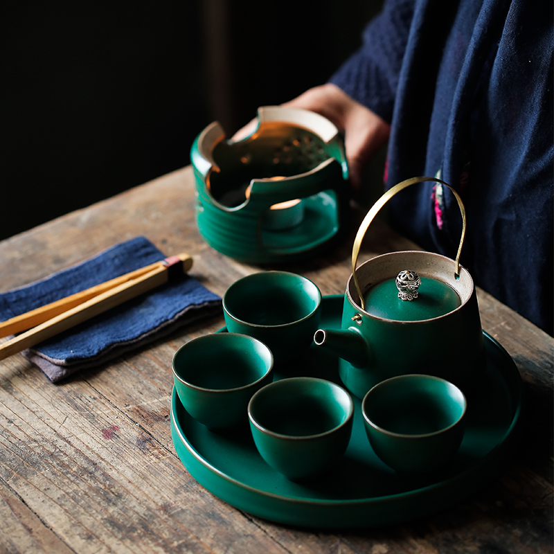 ShangYan portable package travel tea set is suing candles furnace heating temperature teapot Japanese tea tourism cup