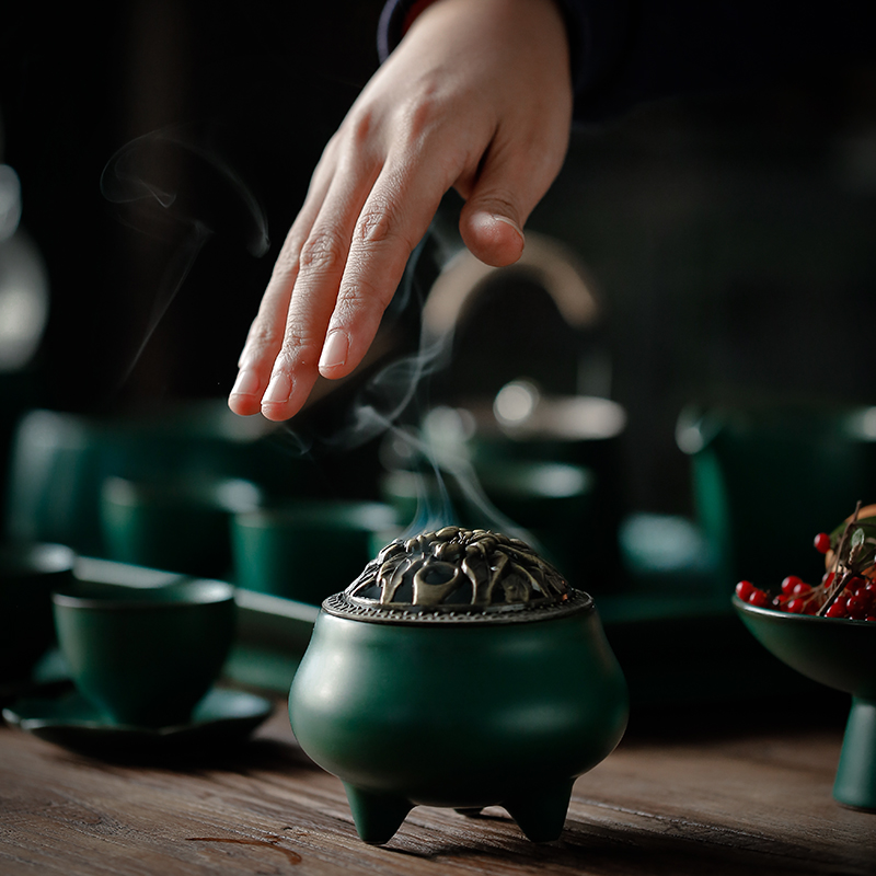 ShangYan censer ceramic antique small sandalwood disk present domestic tea taking the censer incense inserted indoor for Buddha