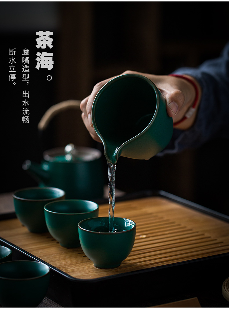 ShangYan kung fu tea set suit household Japanese teapot teacup tea tray was contracted small office of a complete set of tea set