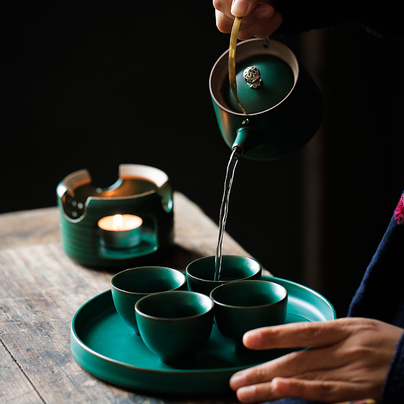 ShangYan portable package travel tea set is suing candles furnace heating temperature teapot Japanese tea tourism cup