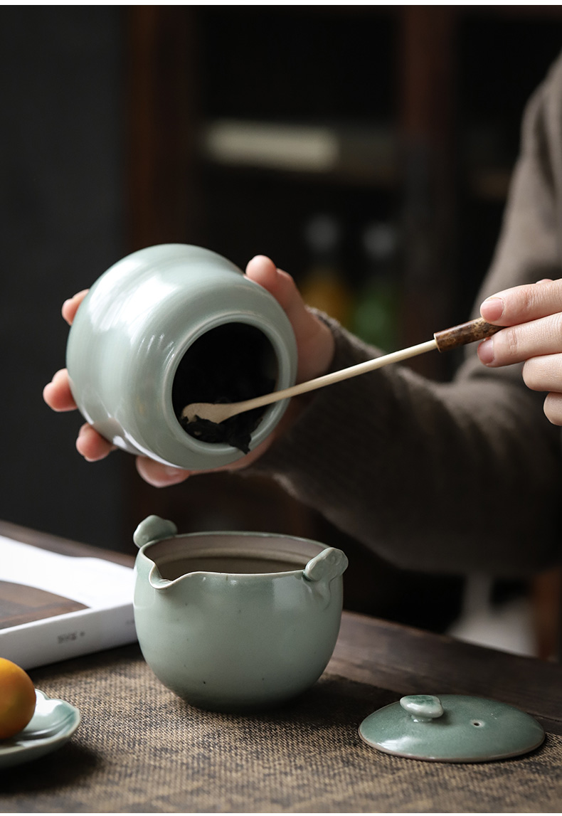 ShangYan celadon crack cup a pot of two cups of portable travel tea set 2 people travel kung fu tea cups