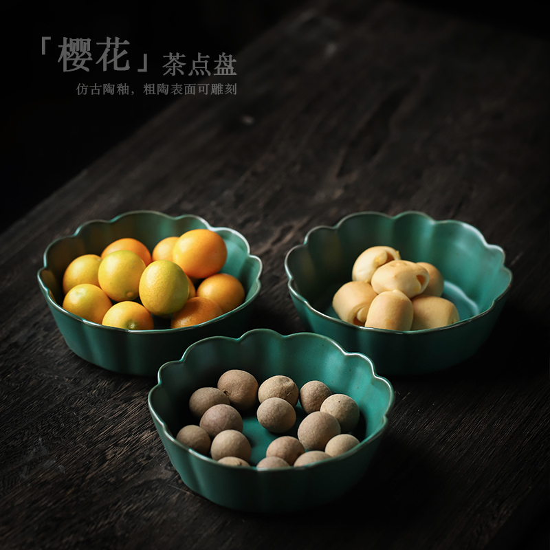 ShangYan Japanese ceramic plate creative snack plate with tea tea set zero plate at dry fruit bowl dessert plate