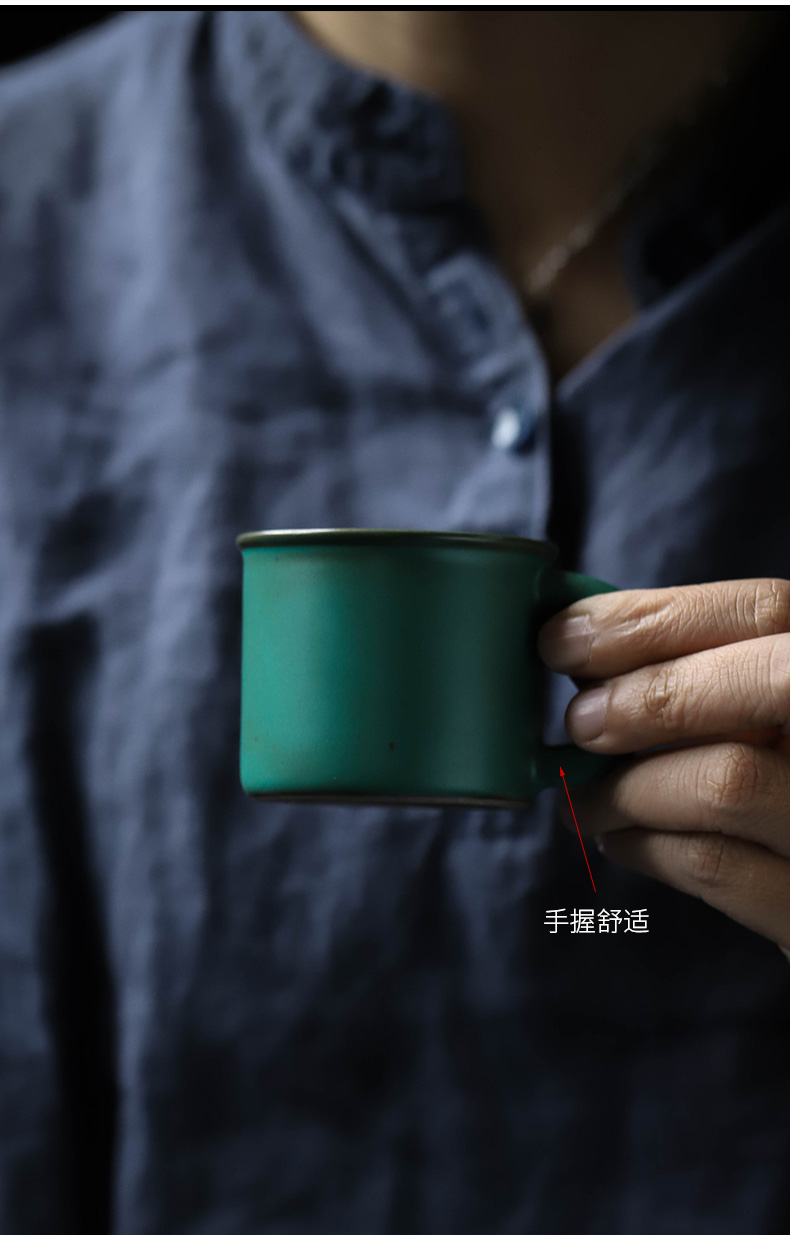 ShangYan army green ceramic cups sample tea cup he memorabilia kung fu tea tea cup veteran gift custom