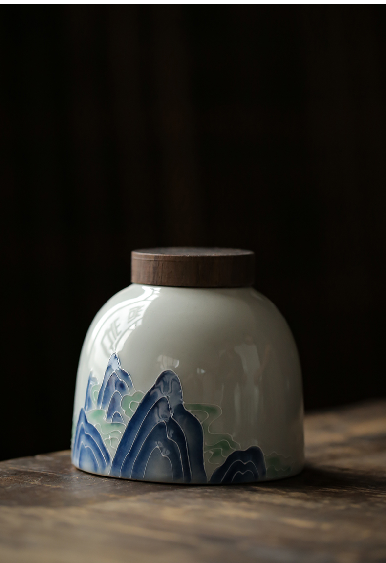 Restoring ancient ways is the manual in Japanese tea caddy fixings household contracted seal storehouse, ceramic POTS sealed as cans of green tea, black tea