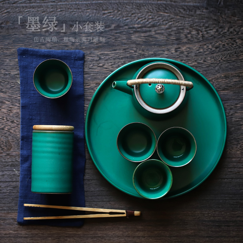 ShangYan girder pot of tea set a pot of four cups of restoring ancient ways is a small set of household kung fu tea set Japanese contracted small tea tray