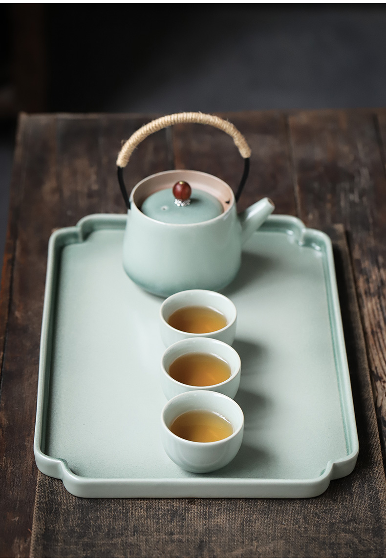 ShangYan ceramic dry tea tray was home tea tray was rectangular small tea tray was retro up dry terms to the machine