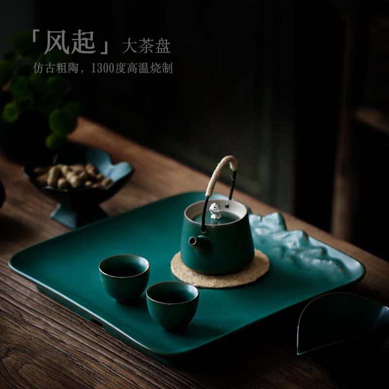 ShangYan Japanese contracted a rectangle of the big size ceramic tea tray tea saucer dish kung fu tea set dry tea tray