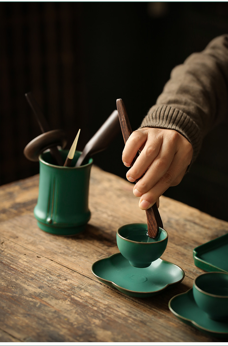 ShangYan kung fu tea set ceramic tea cup mat accessories saucer creative Japanese insulation cup tea table mat